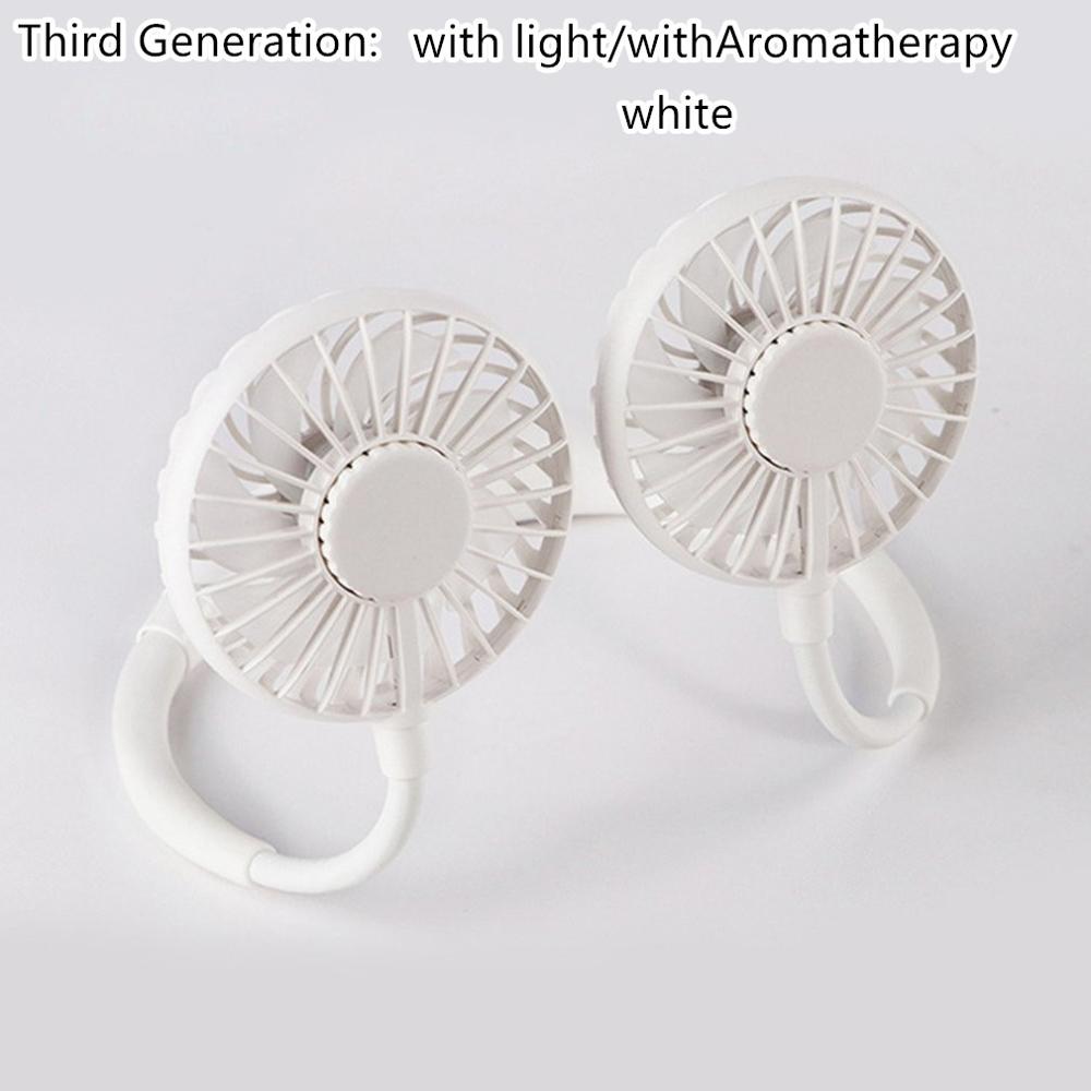 Neck Band Fan Portable Mini Double Wind Head Neckband Fan with USB Rechargeable Air Cooler for Traveling Outdoor Office Portable